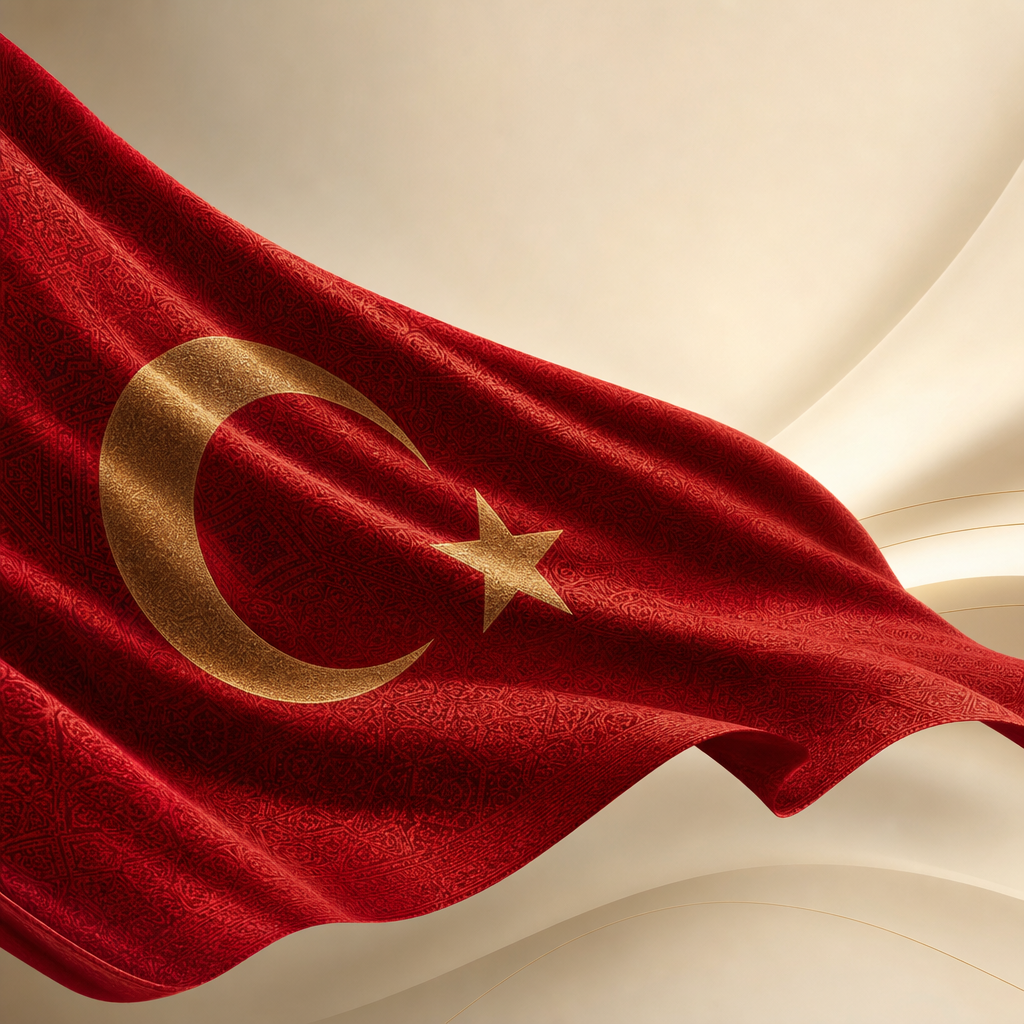 Bandera de Turquía con textura de alfombra